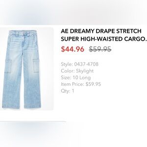 American Eagle cargo high waisted jeans. Worn one time.